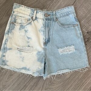 GOGO High Rise Tie-Dye Blue and White Jean Shorts